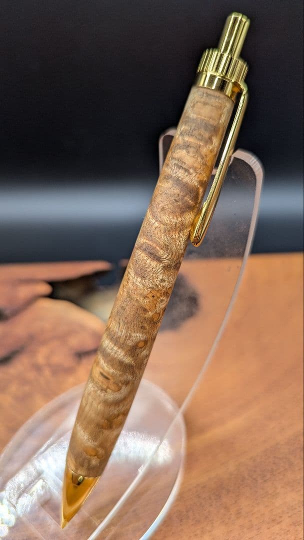 608超極上　マーブルウッド　瘤杢　縮杢　木軸シャーペン　ボールペン　細軸