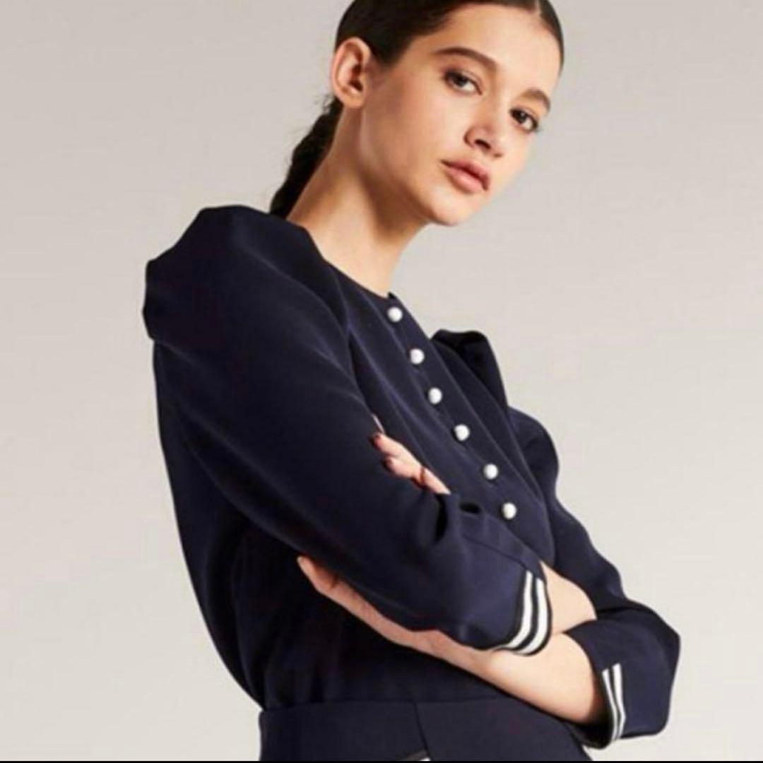 極美品✨ BORDERS at BALCONY 人気 ボタンツイルブラウス 黒