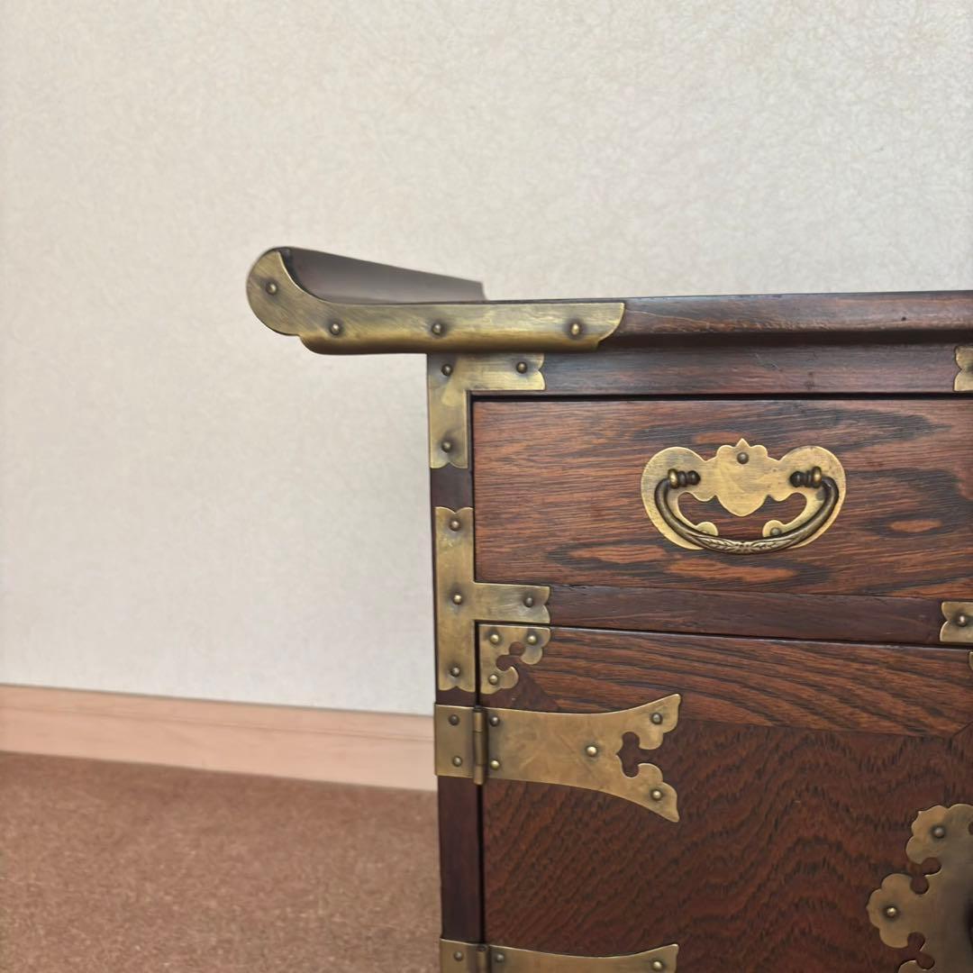 李朝 李朝家具 真鍮金具 無垢材 魚型錠前 モリジャン バンダジ 箪笥 韓国美術
