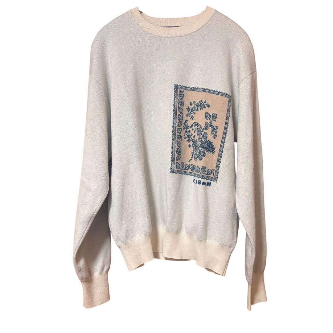 CABaN コットンカシミヤ フラワージャカードプルオーバー　完売品　ホワイト系