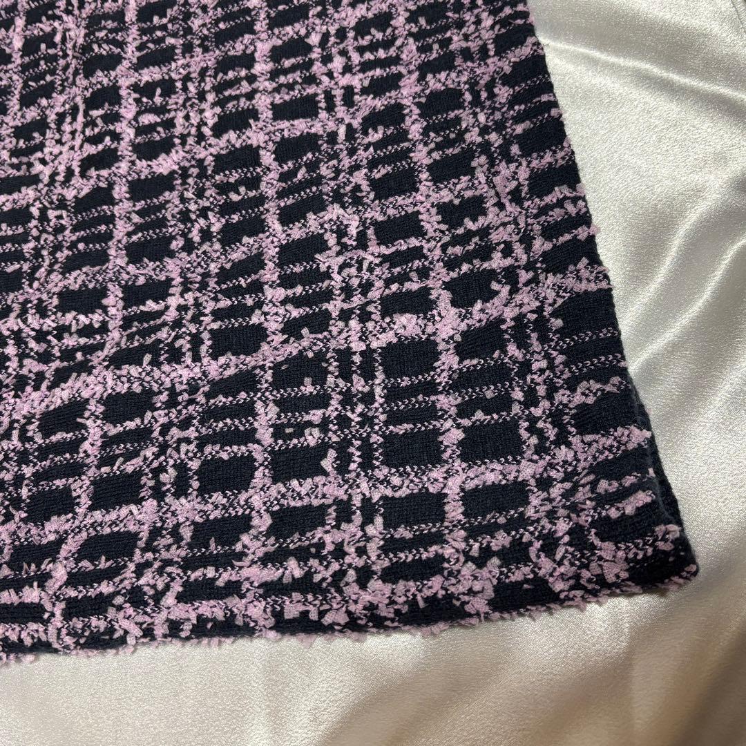 美品 グレースコンチネンタル　ツイード ニットワンピース　36（S相当　ピンク紫