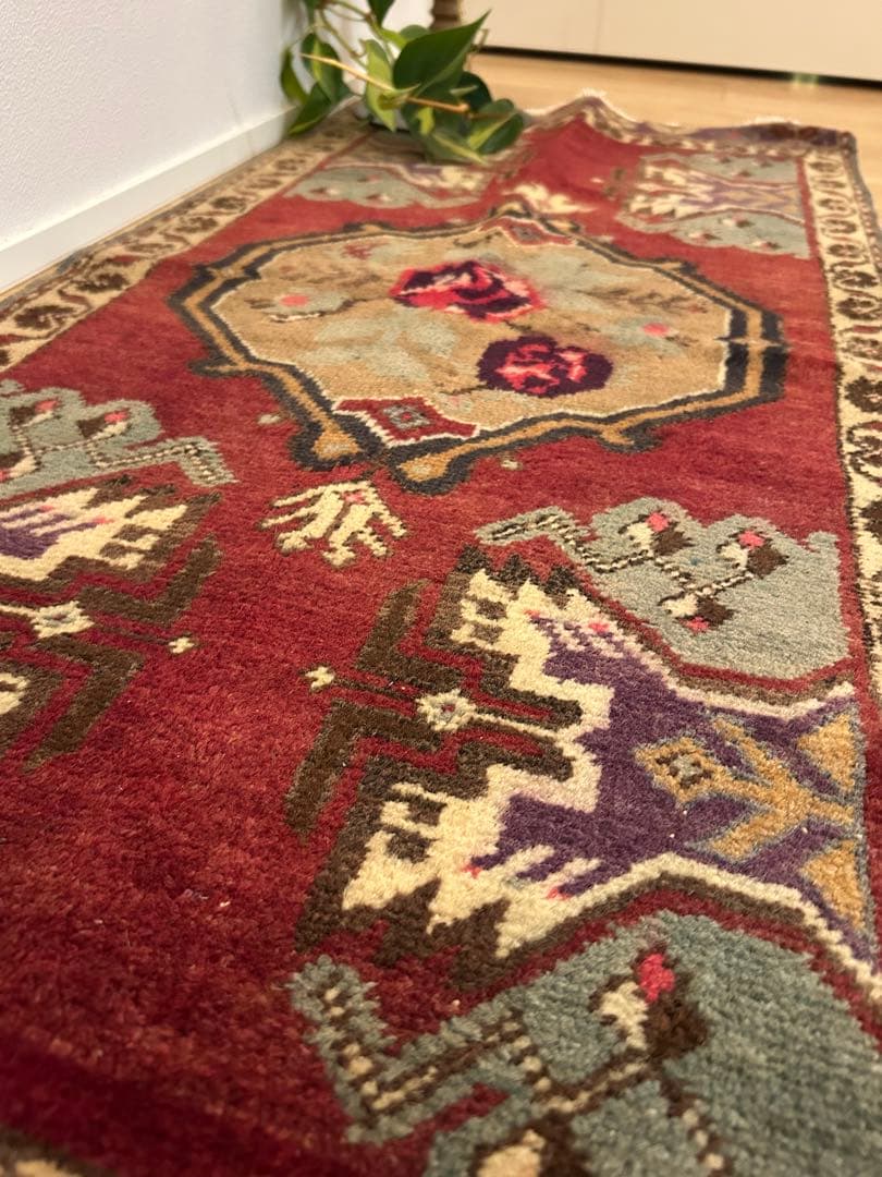 週末セール＊トライバルラグ・トルコヴィンテージラグ・ウール約54×119cm