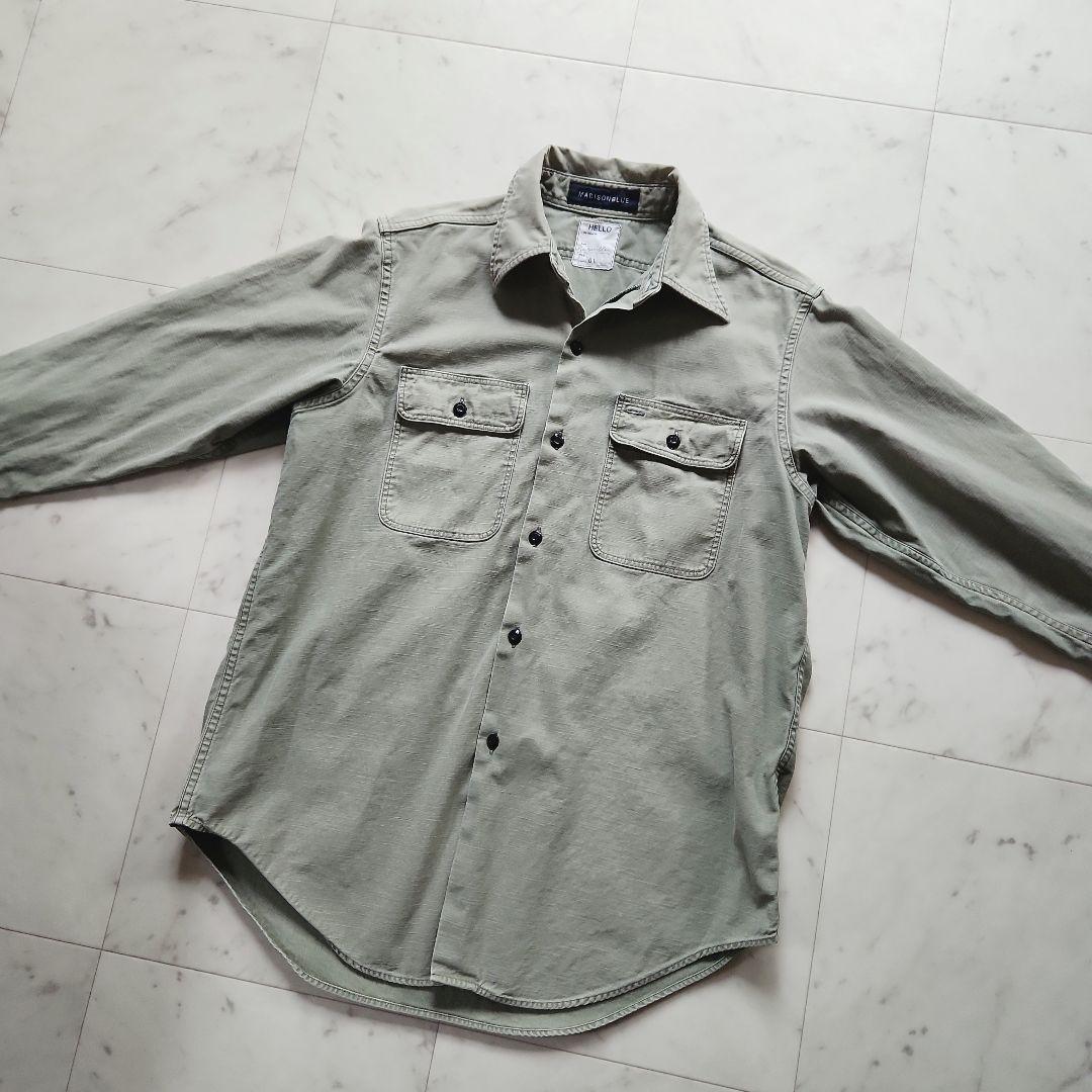 マディソンブルー ハンプトンバックサテン 長袖シャツ カーキ ゆったりめ