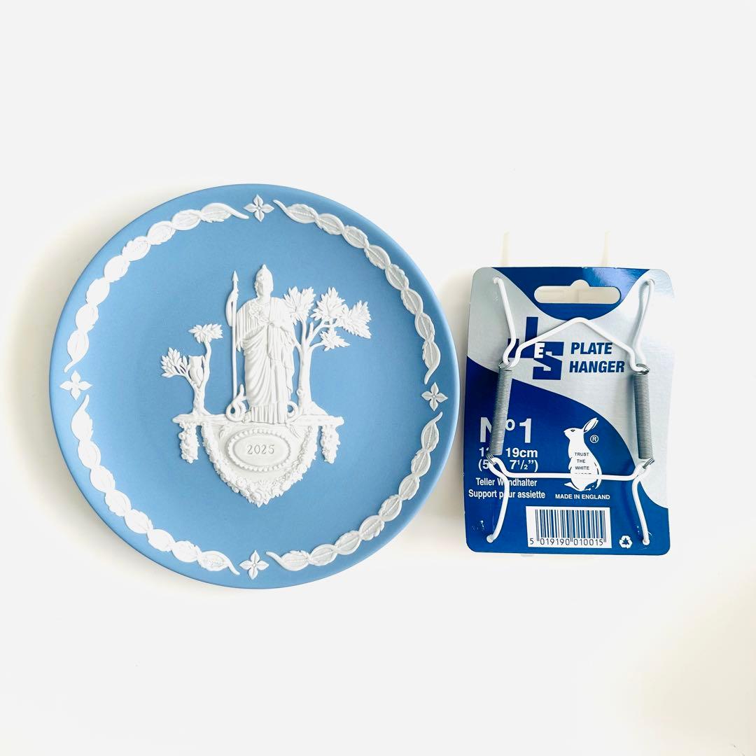 新品ウェッジウッド イヤープレート2025ジャスパー ギリシャ神話アテナ ブルー