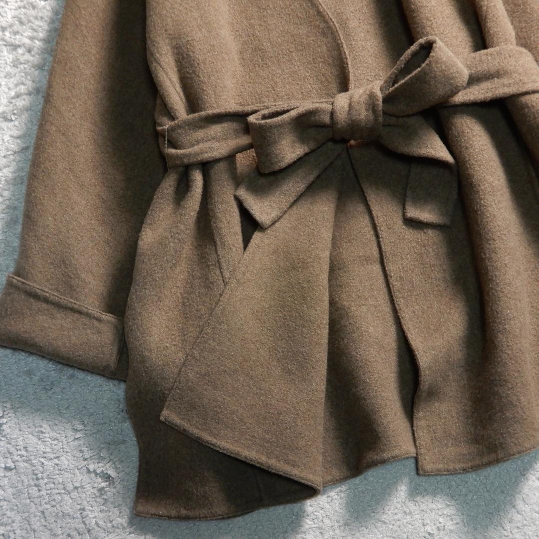 ミラオーウェン ウールブレンド ウエストリボン リバー コート F