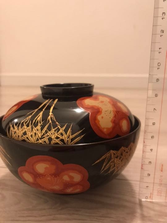 東京日本橋木屋漆器店　骨董品　漆器　縁起物　竹梅　大正〜昭和時代のお碗5客