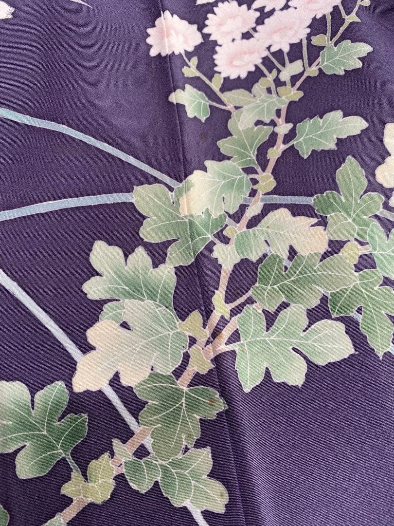 正絹　訪問着　童子柄　落款　一つ紋　紫系　袷