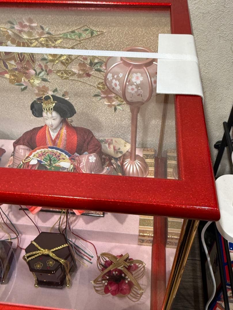 【送料込み】美品★ お雛様　雛人形　渡辺人形　木製　桃の節句　ガラスケース