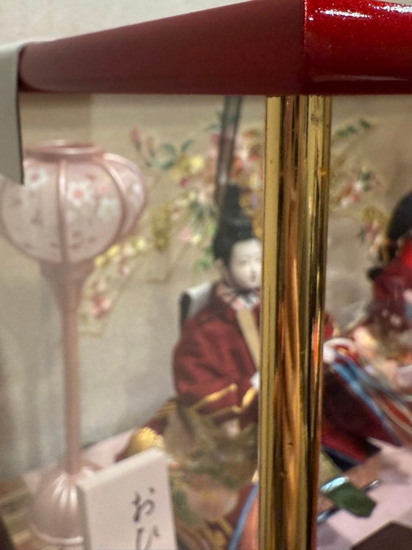 【送料込み】美品★ お雛様　雛人形　渡辺人形　木製　桃の節句　ガラスケース