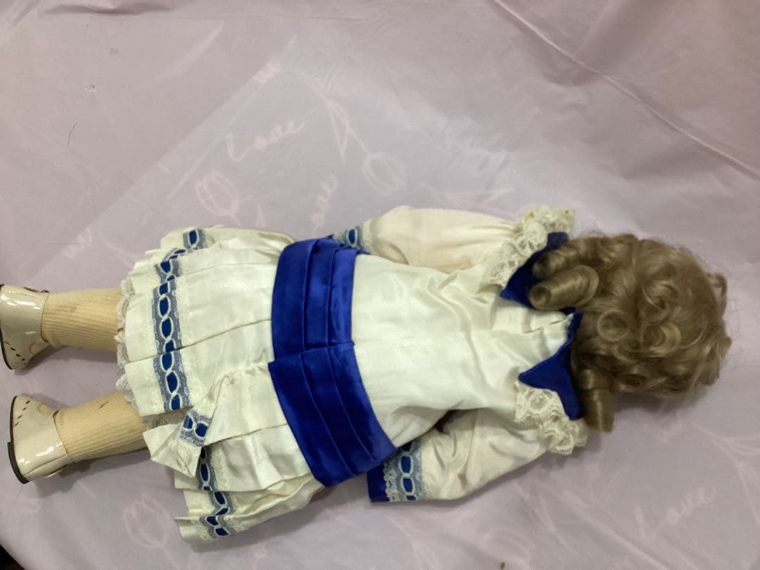 ビスクドール　スタイナー　アンティークドール　ヴァイオレットアイ　 青白ドレス