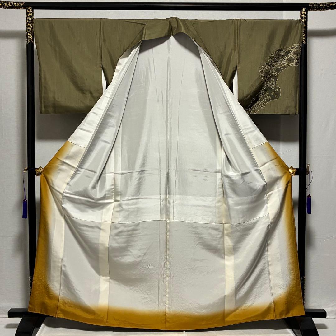 D39 訪問着 紬 辻ヶ花 絞り 正絹 着物 袷