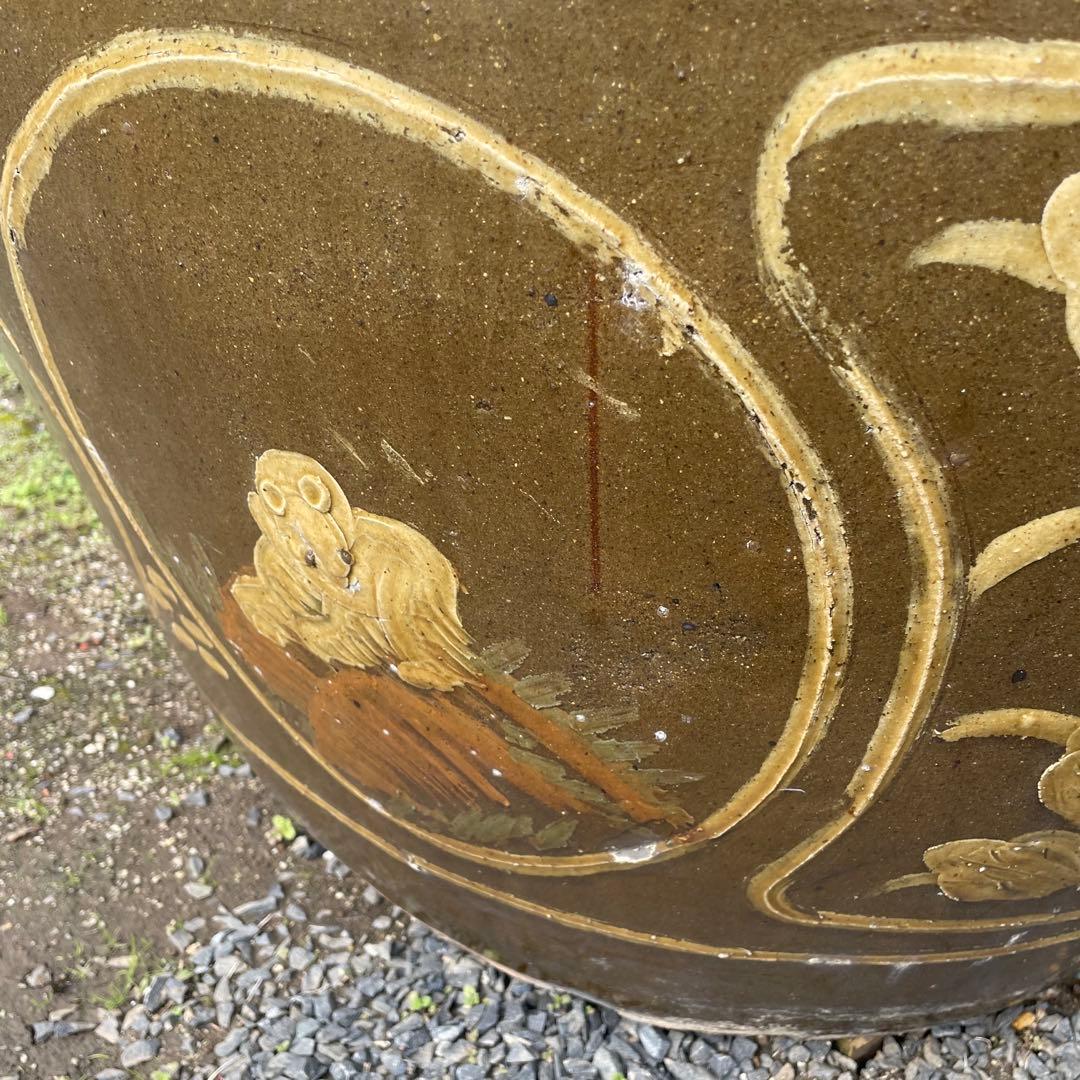 水鉢 睡蓮鉢 超大型 花模様