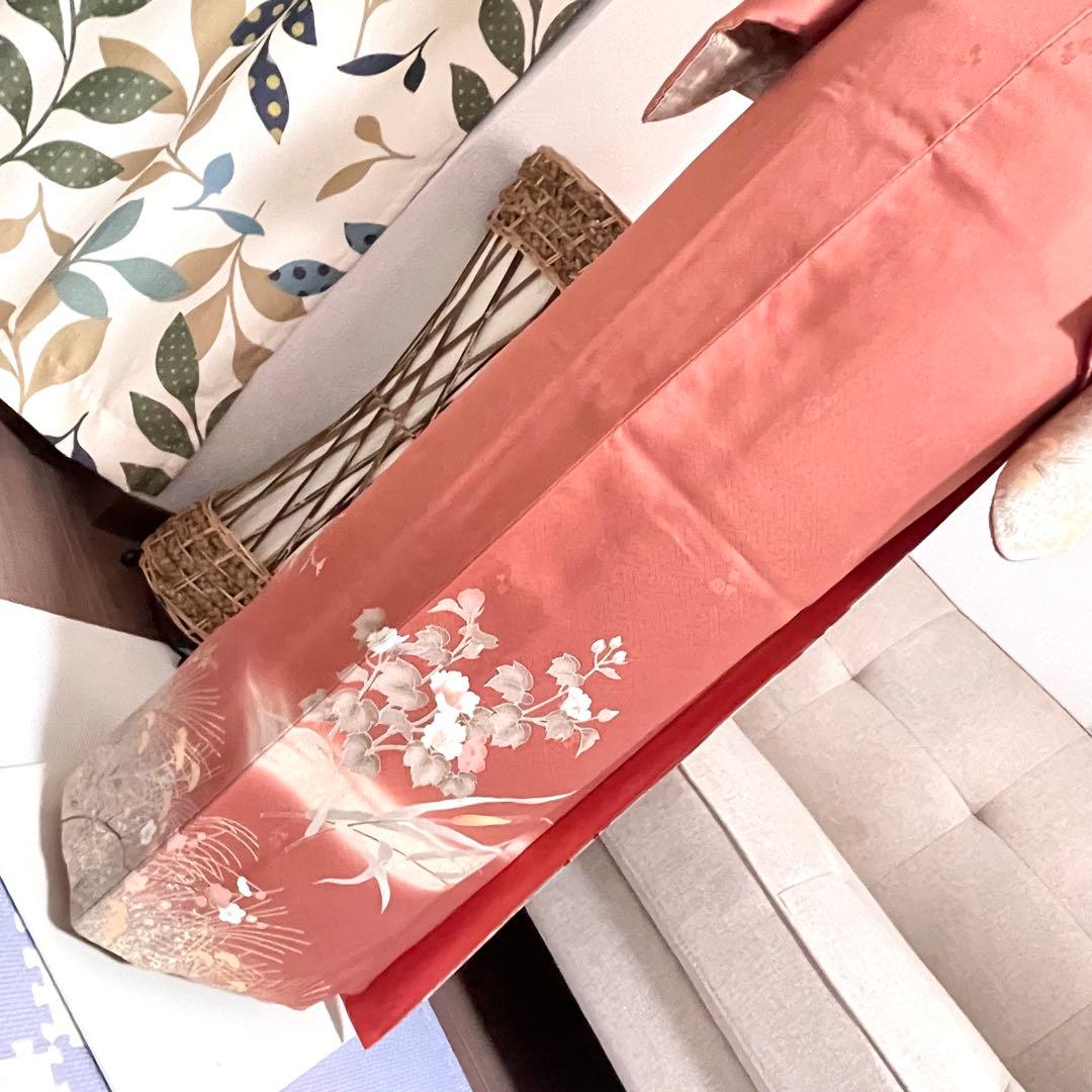 オレンジ　友禅 4点 フルセット 訪問着 入学式 卒業式 入園式 春 秋 冬