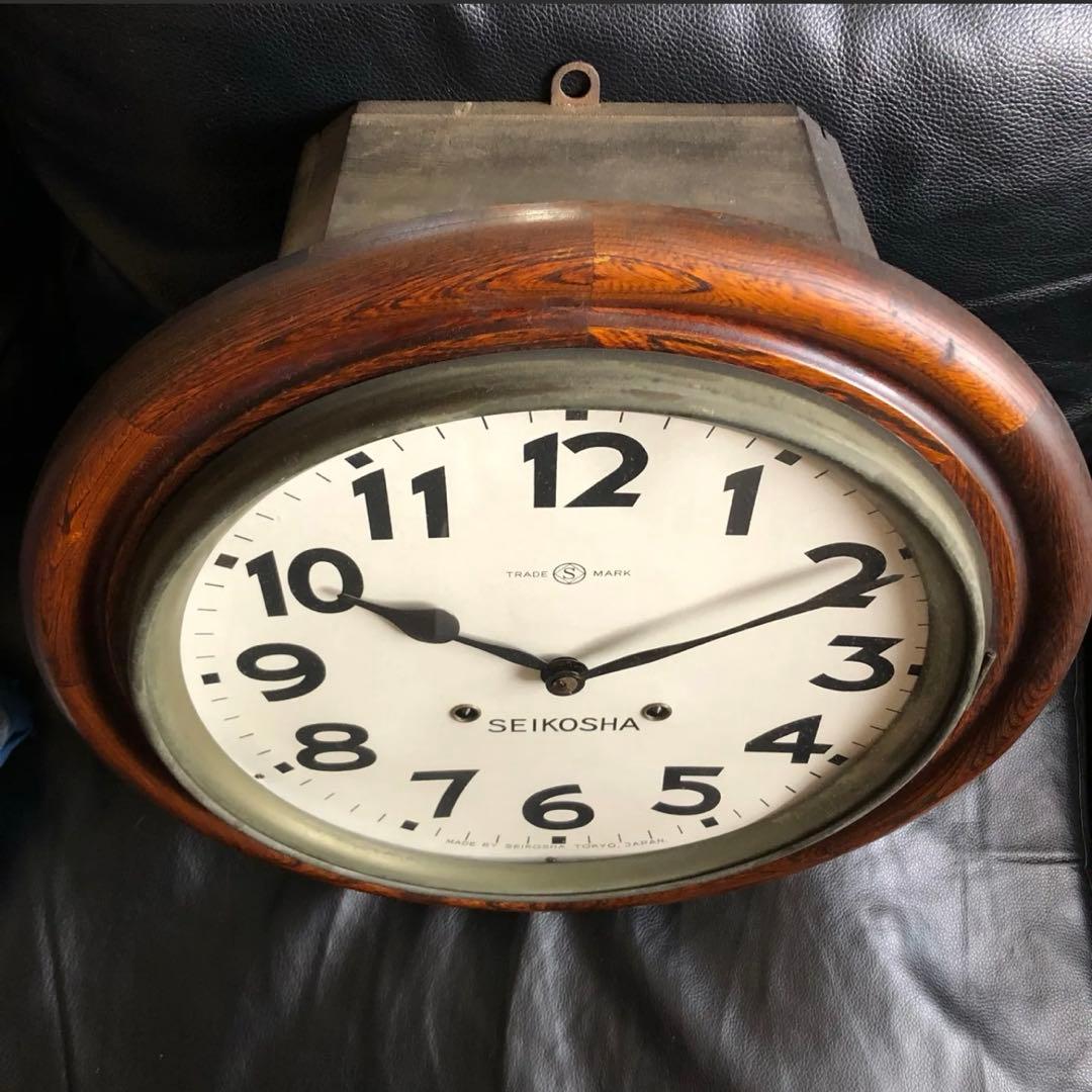 【12/16まで特価】昭和レトロ　精工舎 丸型グレシャム型掛時計 稼働品