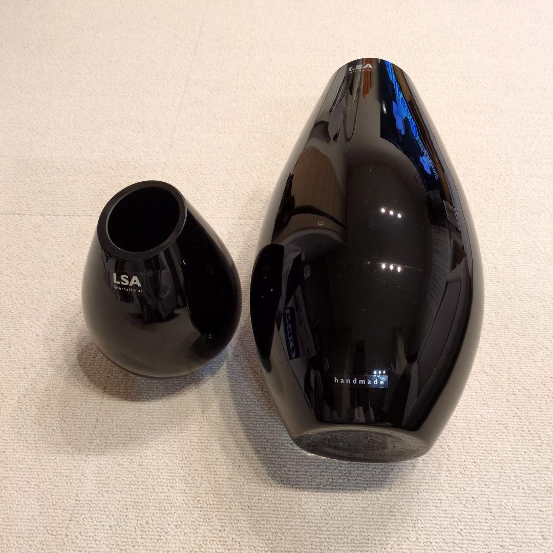 タイムセール‼️新品未使用‼️LSA 黒いガラス花瓶セット 大・小