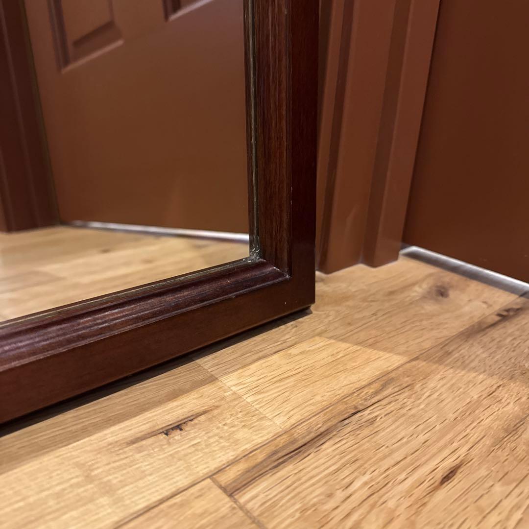 イタリア製 チーク材 ウォールミラー 壁掛け鏡 アンティーク ヴィンテージ