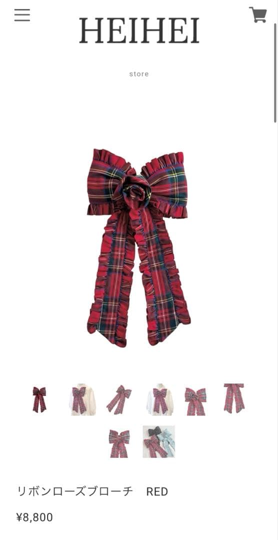 完売品 HEIHEI リボンローズブローチ　RED