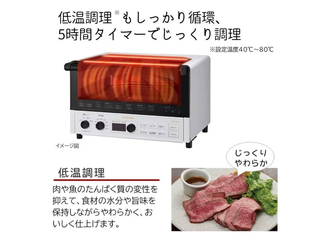 【匿名配送】HITACHI オーブントースター ホワイト HMO-F300 W