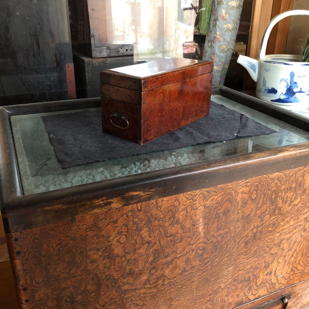欅玉杢硯箱　　骨董品