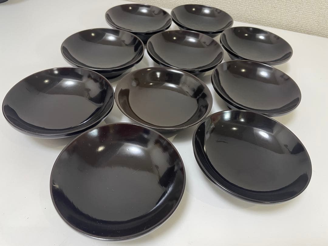 黒漆器 黒漆 内黒塗 漆器 吸物 懐石椀 煮物椀 10客 唐草柄 アンティーク