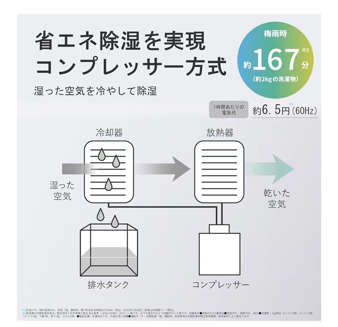 シャープ 衣類乾燥 除湿機 CV-S71-W コンプレッサー 方式 部屋干し