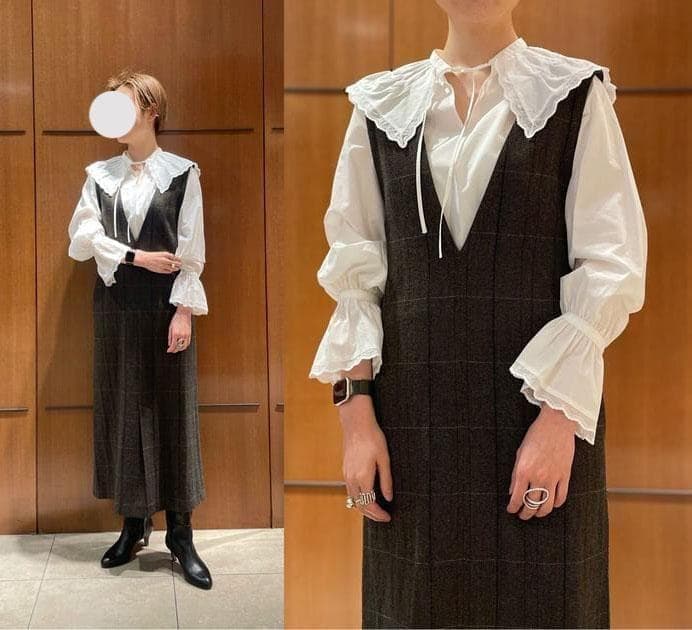 美品 トゥモローランド マカフィー 2万 ビックカラーブラウス ホワイト 412