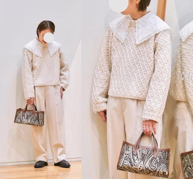 美品 トゥモローランド マカフィー 2万 ビックカラーブラウス ホワイト 412