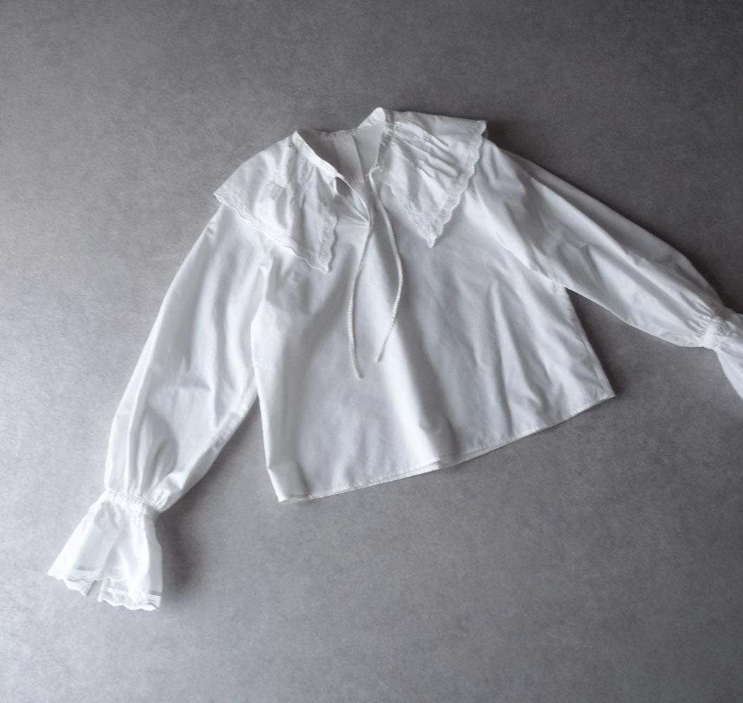 美品 トゥモローランド マカフィー 2万 ビックカラーブラウス ホワイト 412