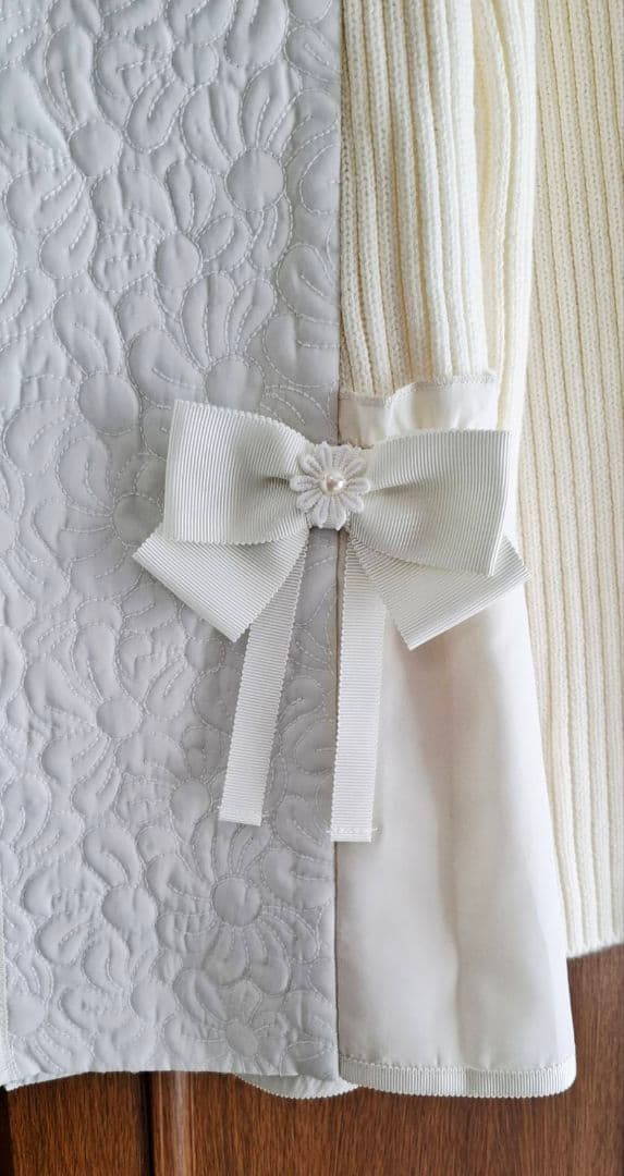 【新品タグ付】スーパービューティ キルティング ニット ジャケット 白 42 L