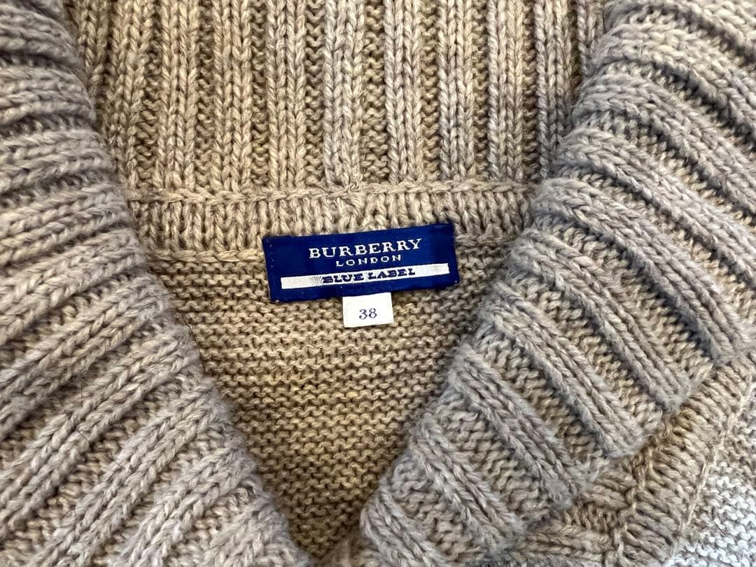 美品★BURBERRY BLUE LABEL ニットポンチョ ケープ バーバリー