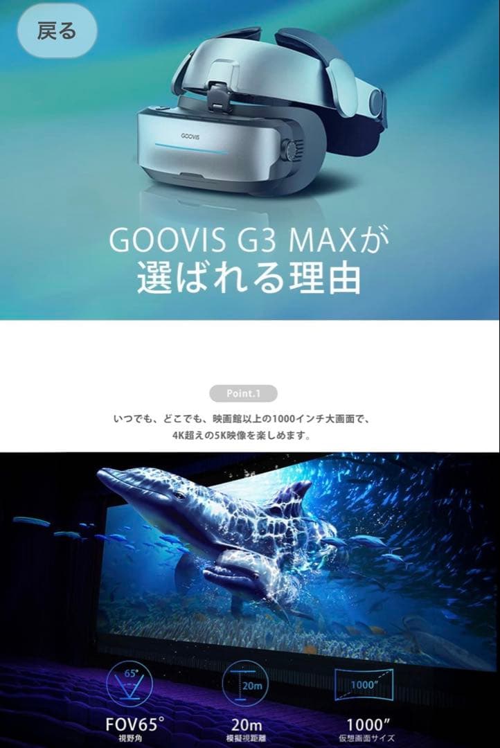 【最終値下げ】GOOVIS G3 MAX 本体 ヘッドマウントディスプレイ