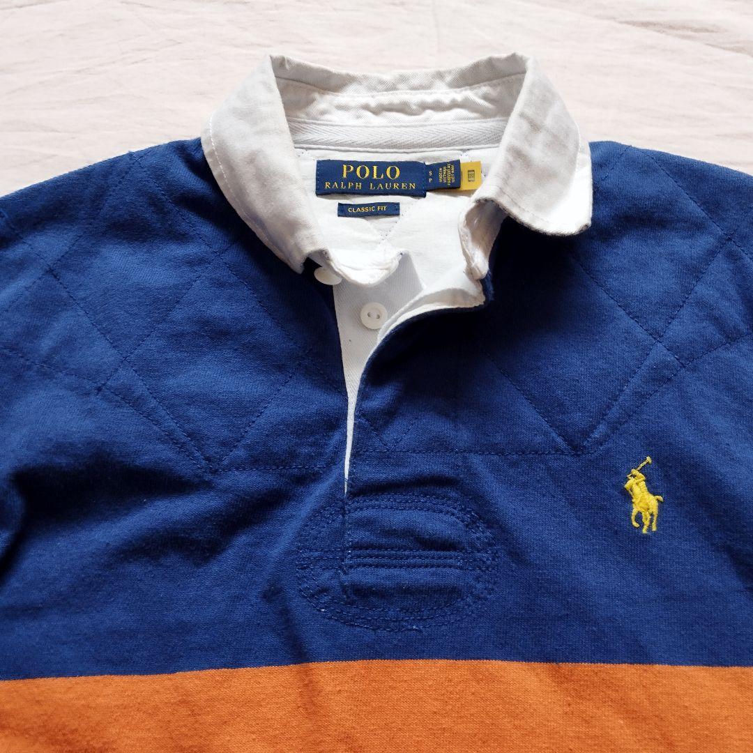 ポロラルフローレン　ラガーシャツ　刺繍ロゴ　ブルー　現行タグ　Mサイズ