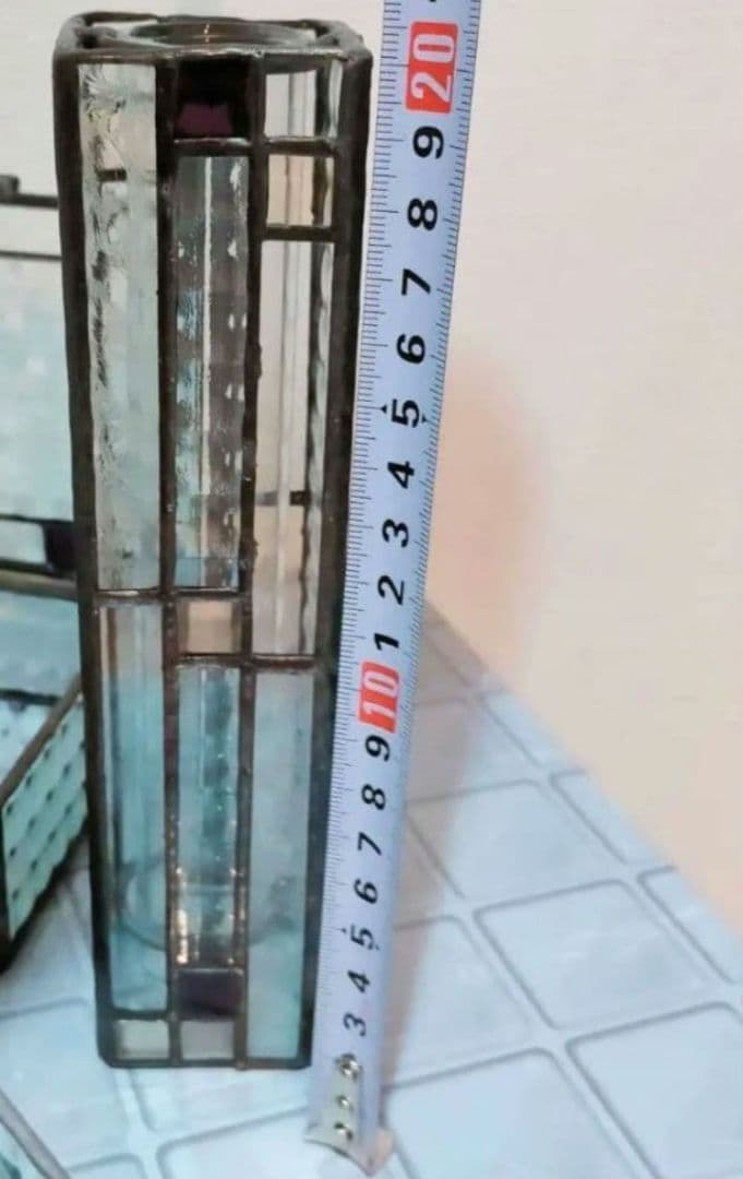 オシャレスなテンドグラス 花瓶 小物入れフタ付き ハガキ入れ 3個まとめ売