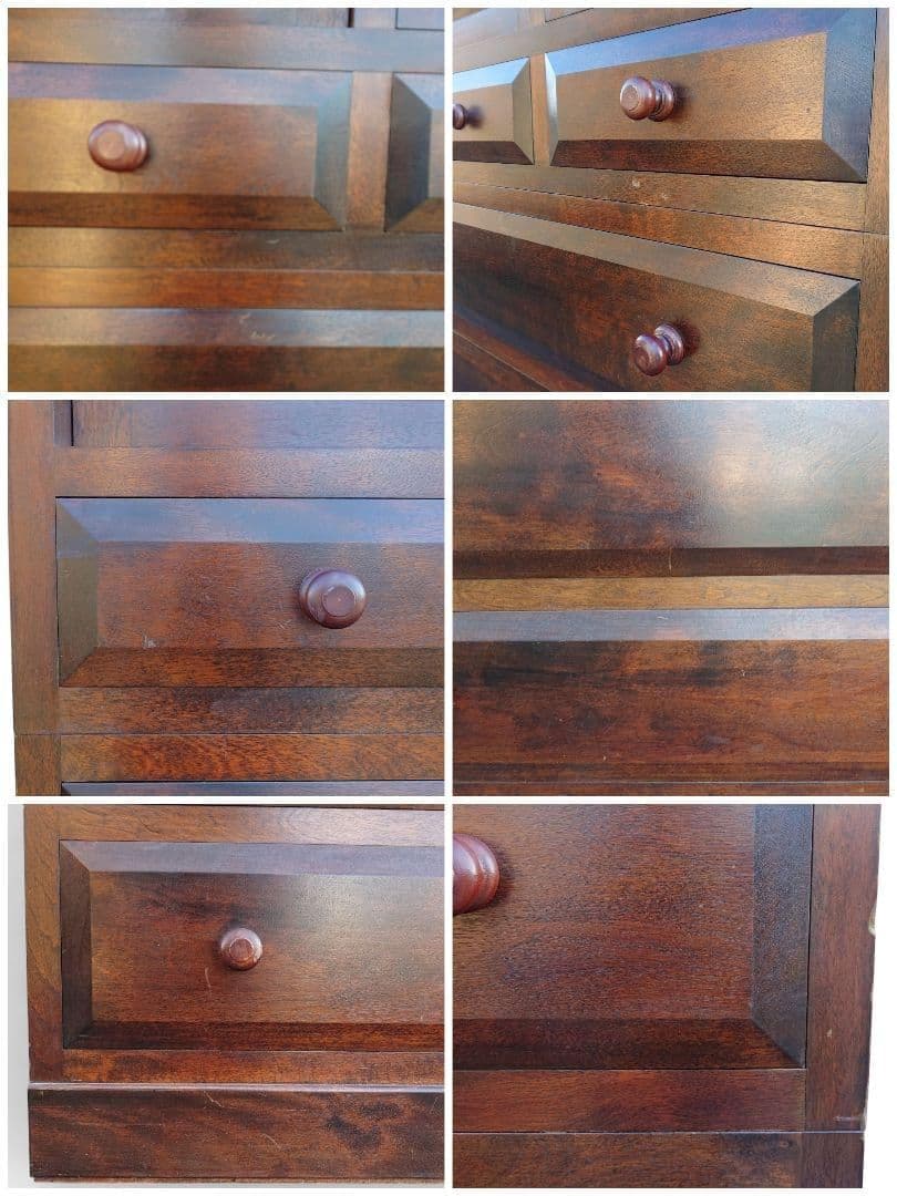 引取限定 松本民芸家具　7段9杯チェスト ミズメ桜 無垢材 3分割 整理箪笥