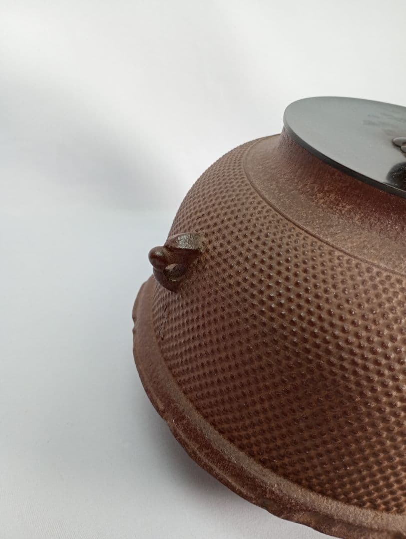 【茶道具】散霰地紋真形釜羽釜　伝統工芸士釜師佐藤浄清造　釜365