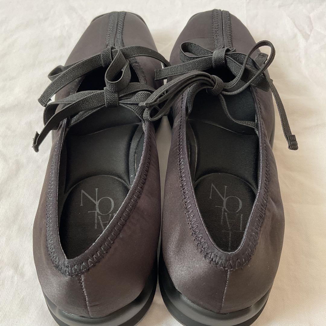 美品 Le Talon ルタロン Lダブルリボンバレリーナシューズ 24cm