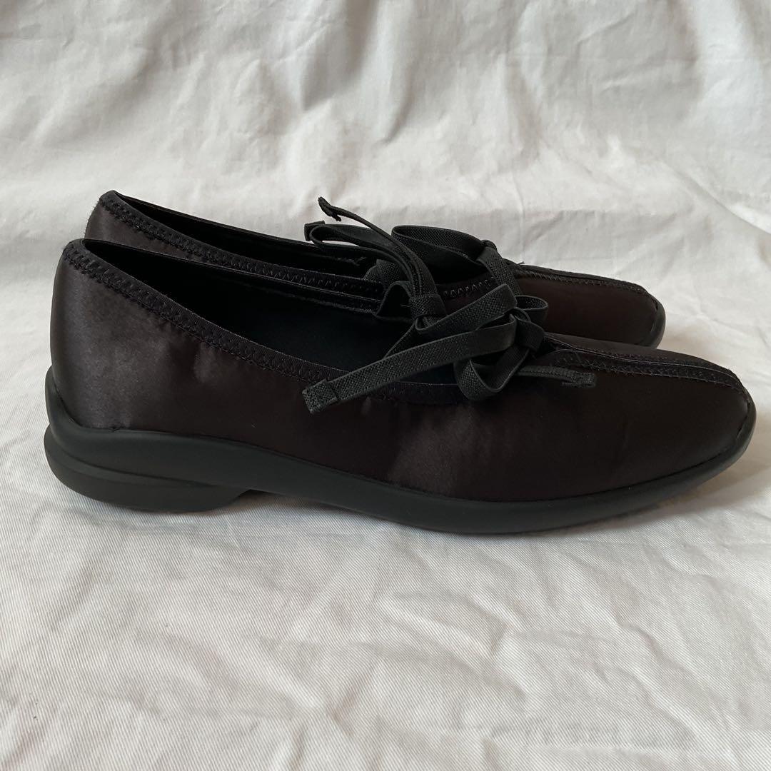 美品 Le Talon ルタロン Lダブルリボンバレリーナシューズ 24cm