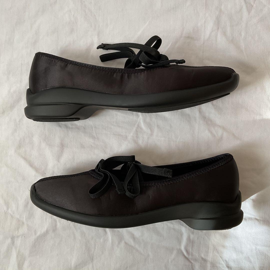 美品 Le Talon ルタロン Lダブルリボンバレリーナシューズ 24cm