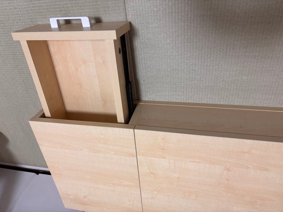 JKプラン 昇降式テーブル KKS-0025-WHNA ホワイト×ナチュラル