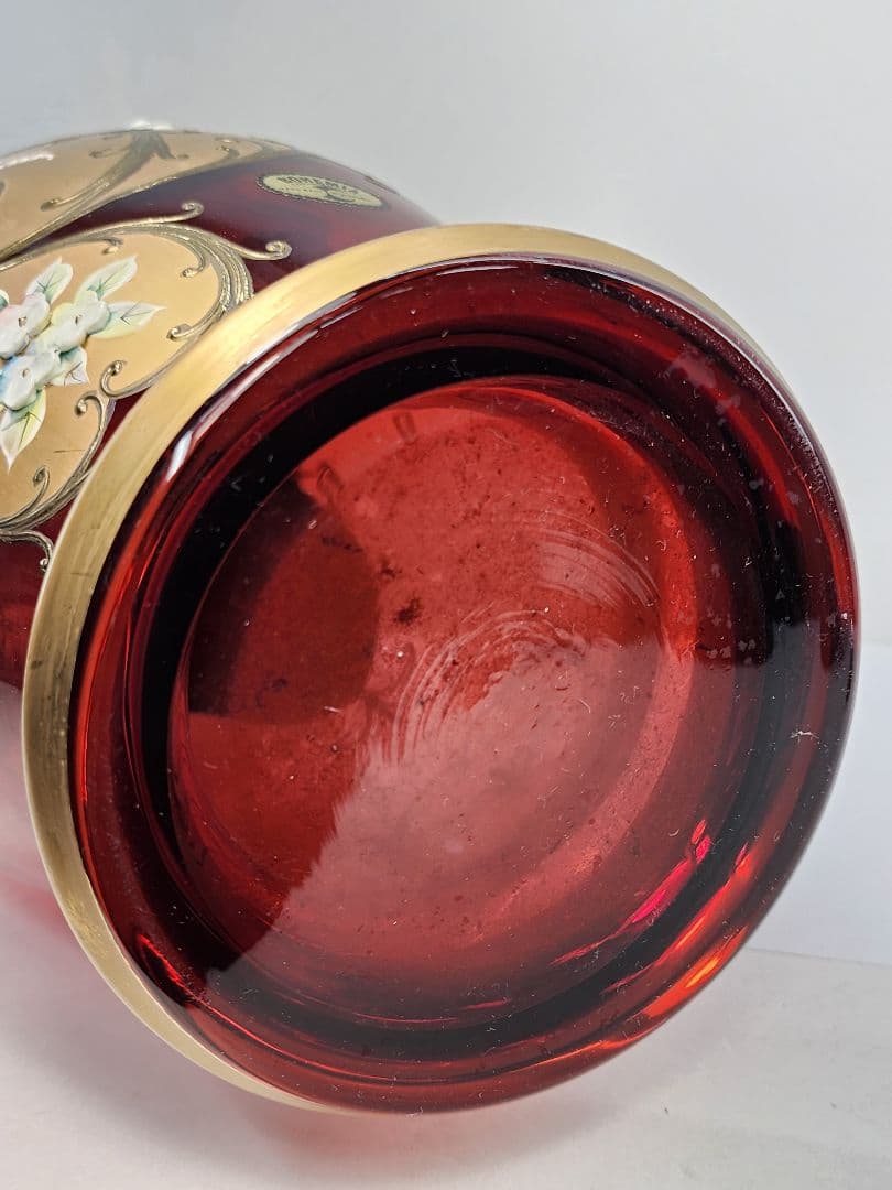 ベネチアングラス gold BOHEMIA 花瓶 花器 金彩 ボヘミアングラス