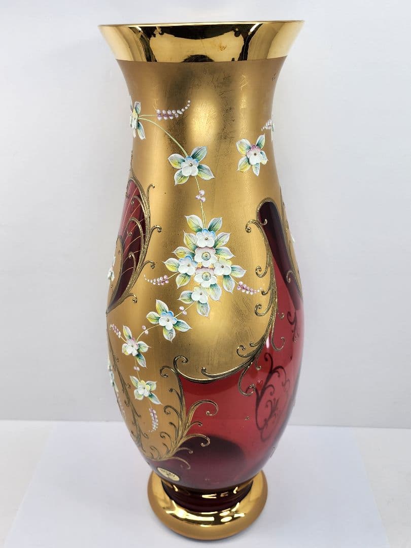 ベネチアングラス gold BOHEMIA 花瓶 花器 金彩 ボヘミアングラス