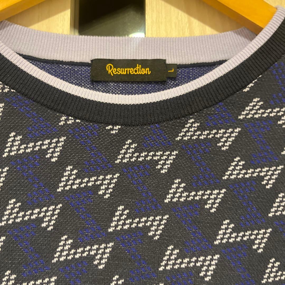 Resurrection ネイビー ロゴセーター　L