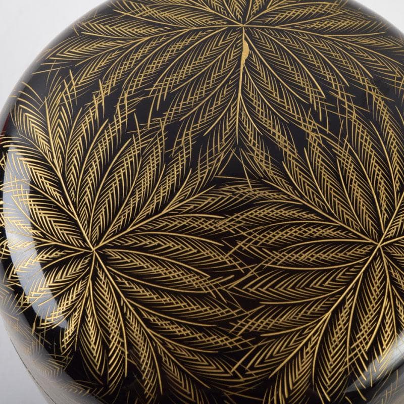 茶道具　輪島塗　岡本陽斎作　忍彫沈金　棗　共箱　V　9074