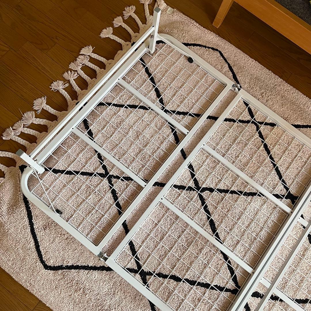折り畳み 折りたたみ 収納式 パイプベッド シングル ホワイト 美品