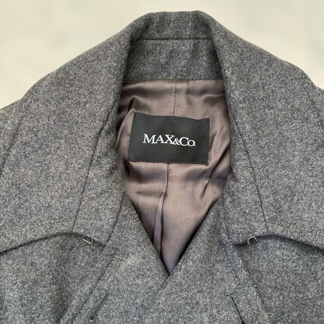 MAX&CO ウールピーコート　フリル　ギャザー　ダブルロング丈　40