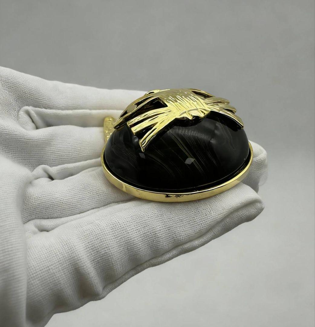 CHANEL ブローチ ブラック×ゴールド エジプトキャット