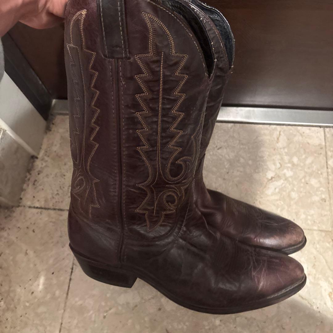 【美品80s】ウエスタンブーツ ダークブラウン レザー