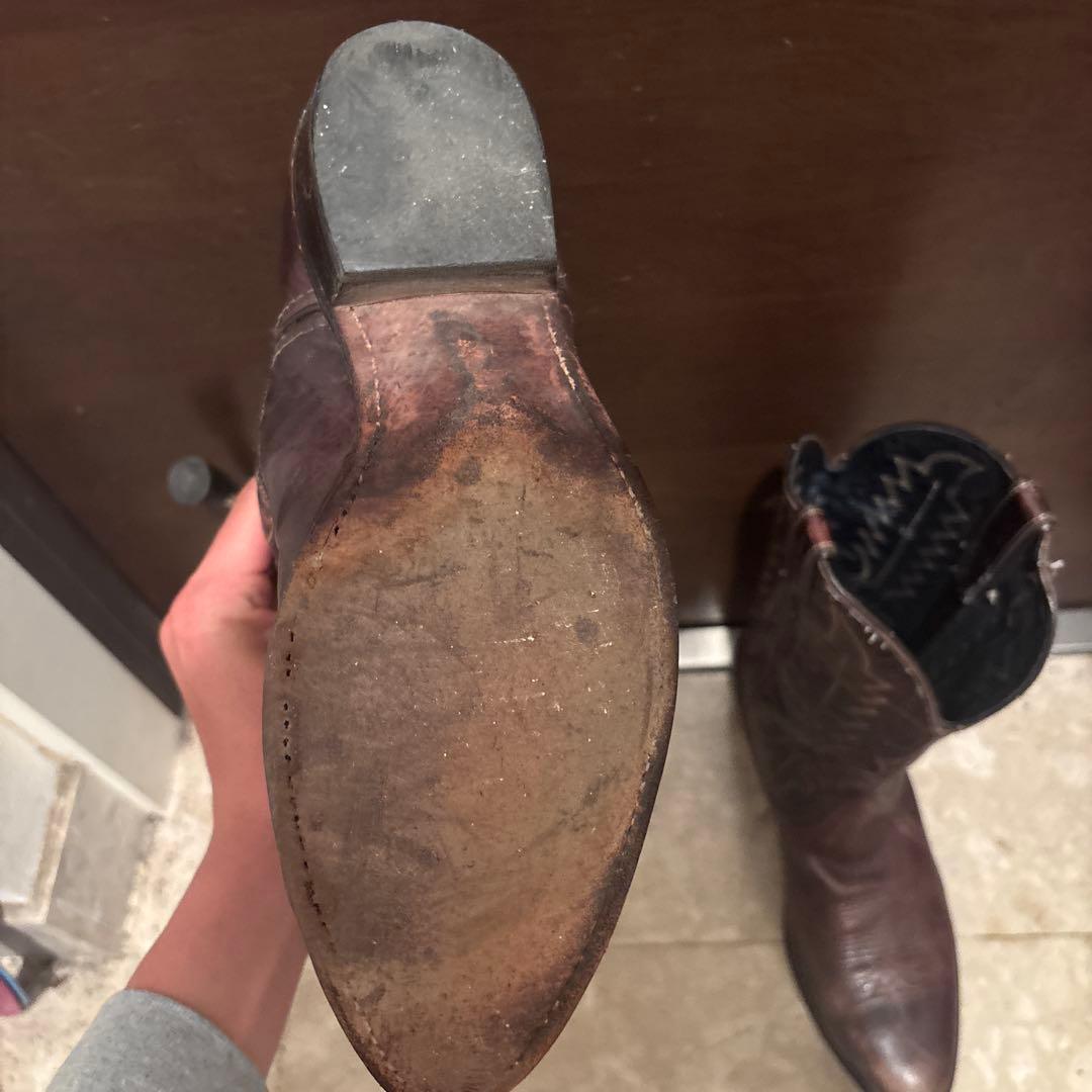 【美品80s】ウエスタンブーツ ダークブラウン レザー