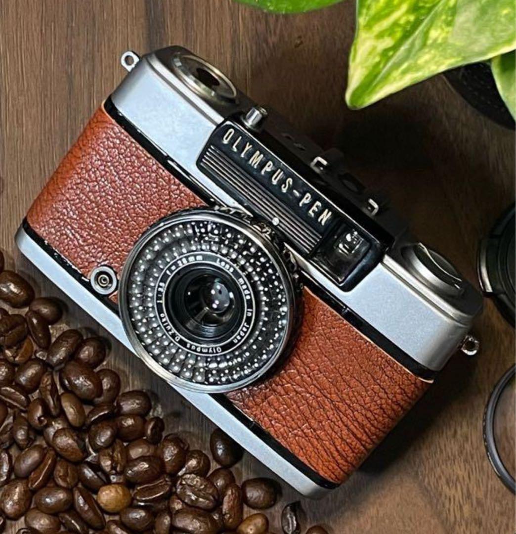 ✴️シボ革グリーンレザー✴️実写・分解整備済✴️オリンパスPEN EE-3 完動品‼️