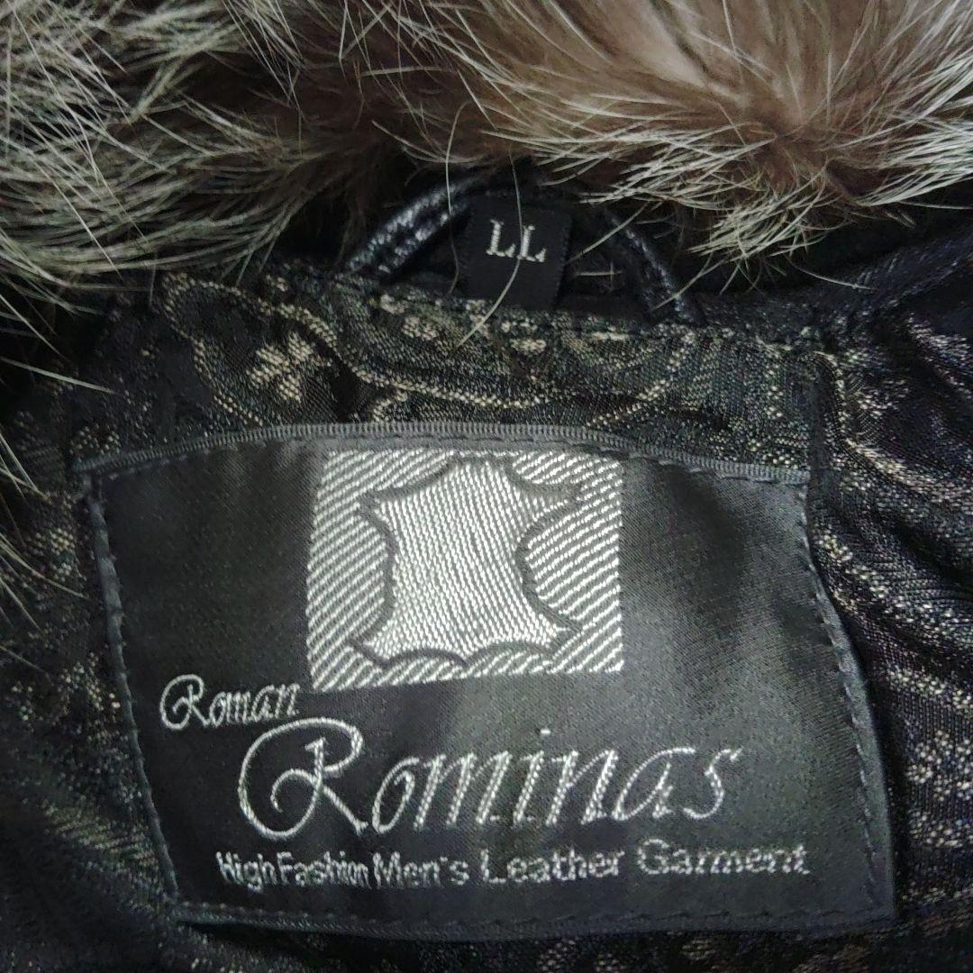Roman Rominas ブラックレザージャケット　リアルファー LLサイズ